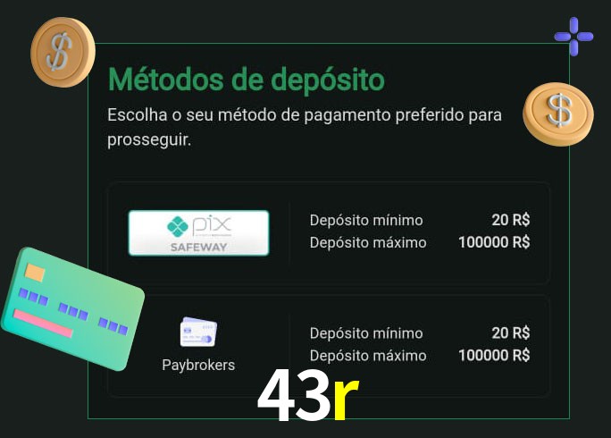 O cassino 43r oferece uma grande variedade de métodos de pagamento